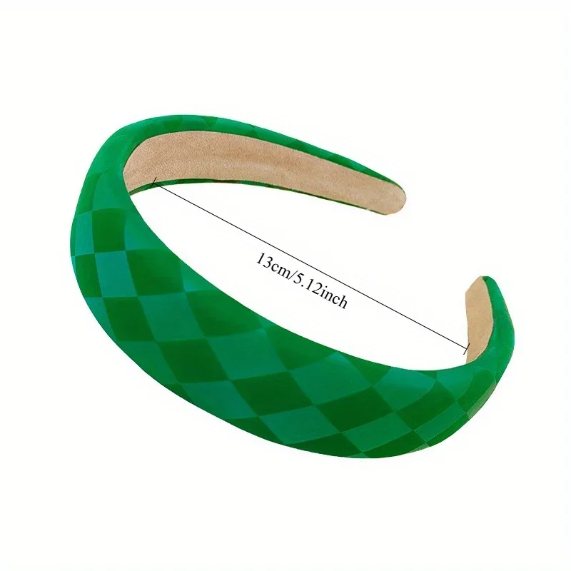 ربطة شعر من جلد البولي يوريثان، طوق شعر عالي التاج، طباعة الشطرنج، تصميم واسع، طراز عتيق عتيق للنساء والفتيات، إكسسوارات الشعر