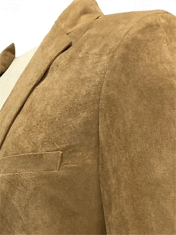 بدلات رجالية من جلد الغزال بدلة رجالية أنيقة بدلة رجالية كاملة جديدة طقم مكون من قطعتين سترة فاخرة عالية الجودة سروال رجالي زي شتوي #3