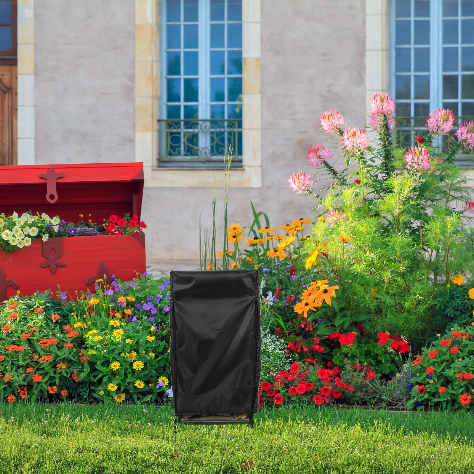 

1pc Firewood Rack Cover 210d Oxford Cloth Waterproof Breathable Outdoor Wood Storage Protector Garden Yard Stuff Cover