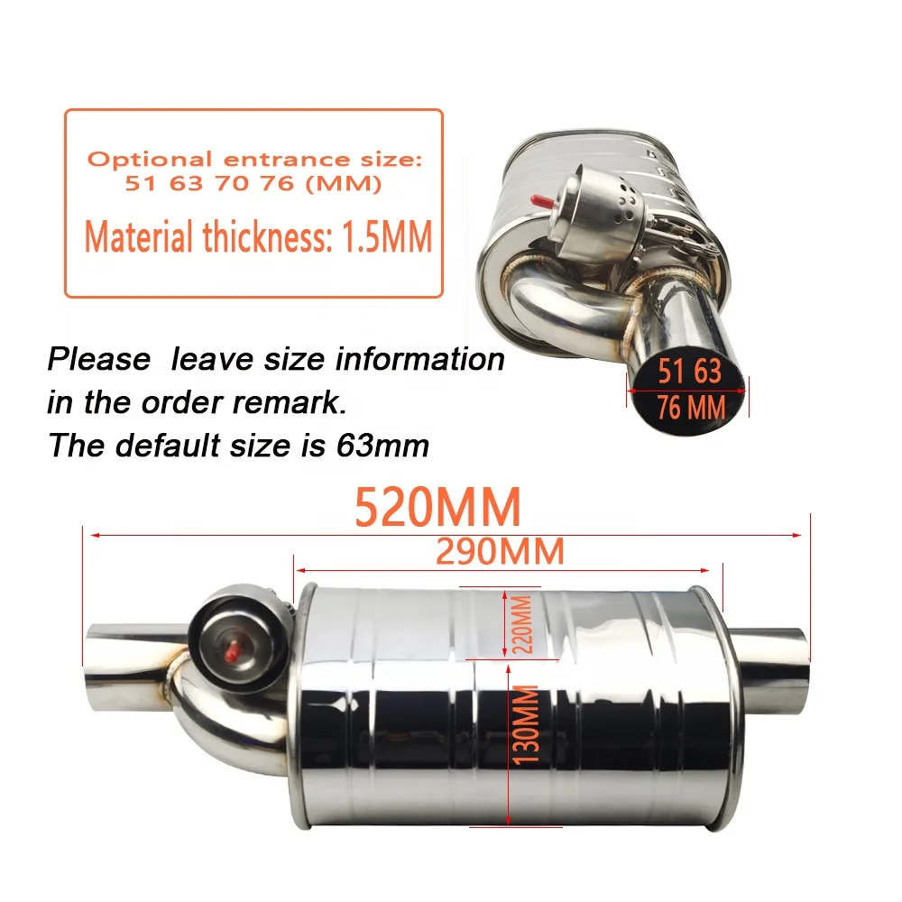 1 Set Car Universal Exhaust Pipe Vacuum Pump Cutout Valve Remote Control Variable  Stainless Steel Kit