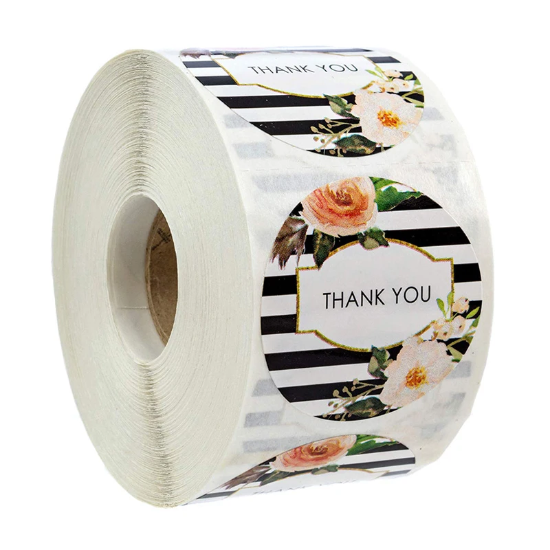 Thank You Sticker Seal Label Round Multi Color Flower Design 50-500pcs Labels Sticker For Birthday Wedding Decoration Sticker