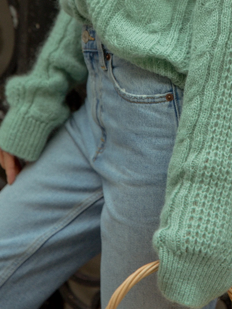 

Dailyart винтажные универсальные утягивающие джинсы с высокой талией и прямыми штанинами из хлопка с девятью зубцами, светло-голубые джинсы, женская мода