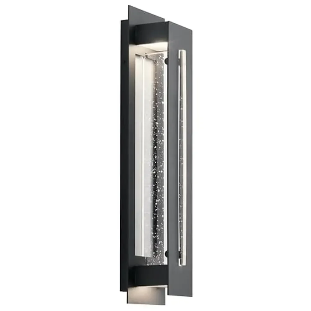 

Contemporary LED Outdoor Wall Light Black Clear Seeded Glass 425 Lumens Wet Rated