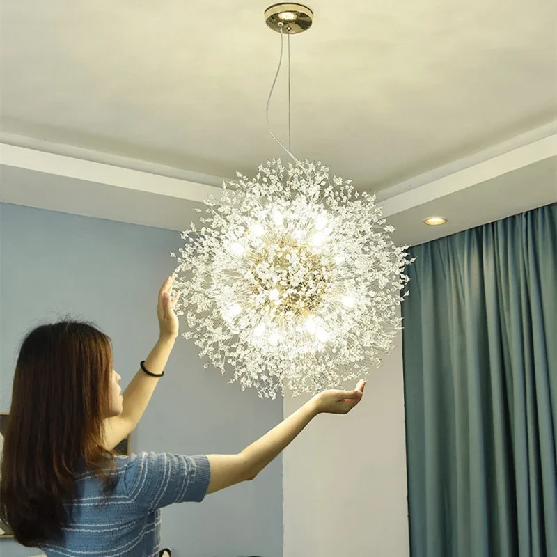 NEW Dandelion Crystal LED Pendant Light Bedroom Dining Modern Crystals Ceiling Chandelier Lamps Suspension Lighting Fixtures