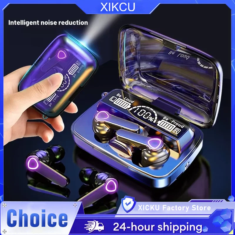 New M19 TWS Bluetooth Headphones 9D High Fidelity Wireless Headphones Touch IPX7 Waterproof Digital Display Headphones