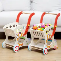 Walker new multi-function children push toy shopping cart toddler wooden supermarket cart toy car