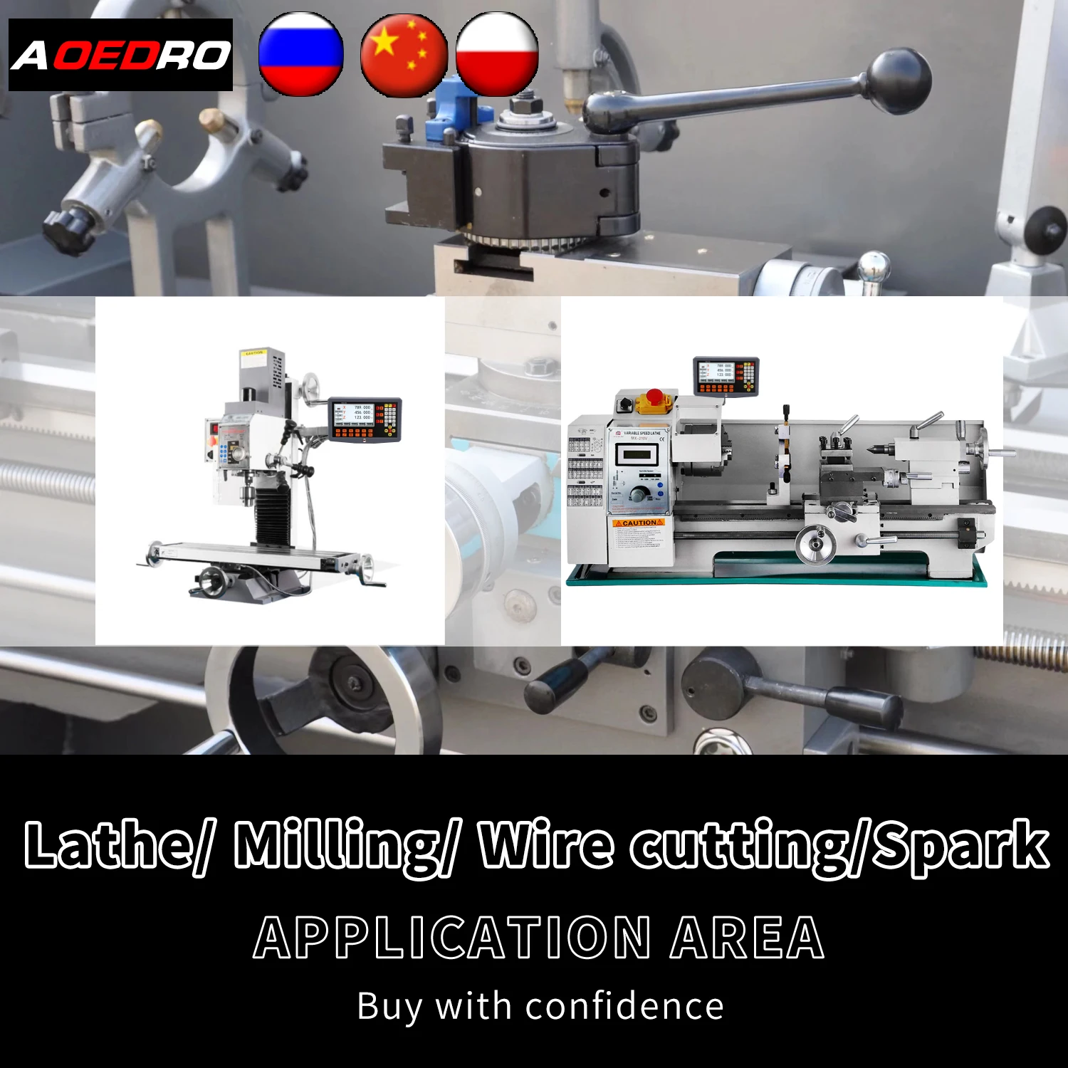 2 محور Dro مجموعة كاملة LCD SDS2-3VA قراءات رقمية مع 2 قطعة KA-300 مقياس زجاجي خطي أو KA500 أو KA35 لمطحنة المخرطة