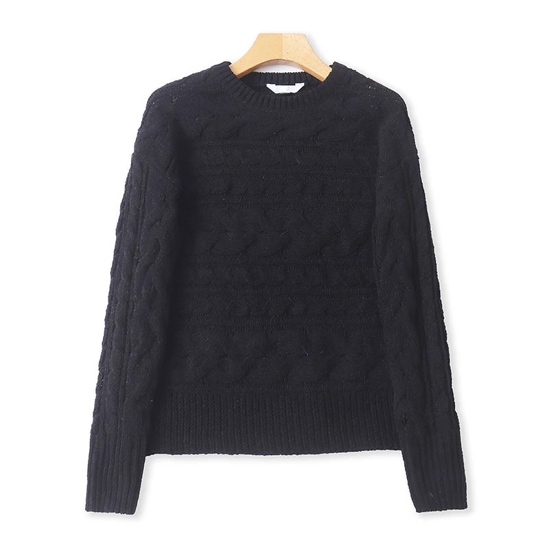 

Модный женский вязаный свитер с длинными рукавами и круглым вырезом, повседневный трикотажный топ, новинка весна-осень