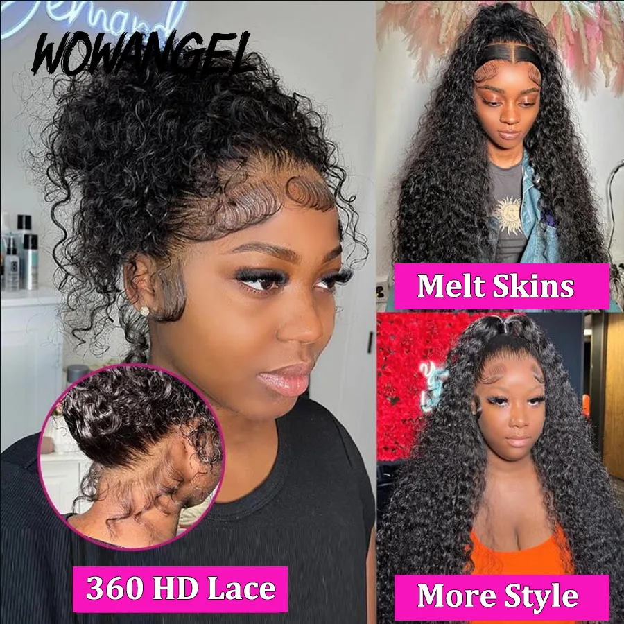 Wow Angel 360 HD Lace Front Wigs 250% Curly Wigs Full Lace Wig Invisible HD Lace Melt Skins Water Wave Human Hair Wigs For Woman