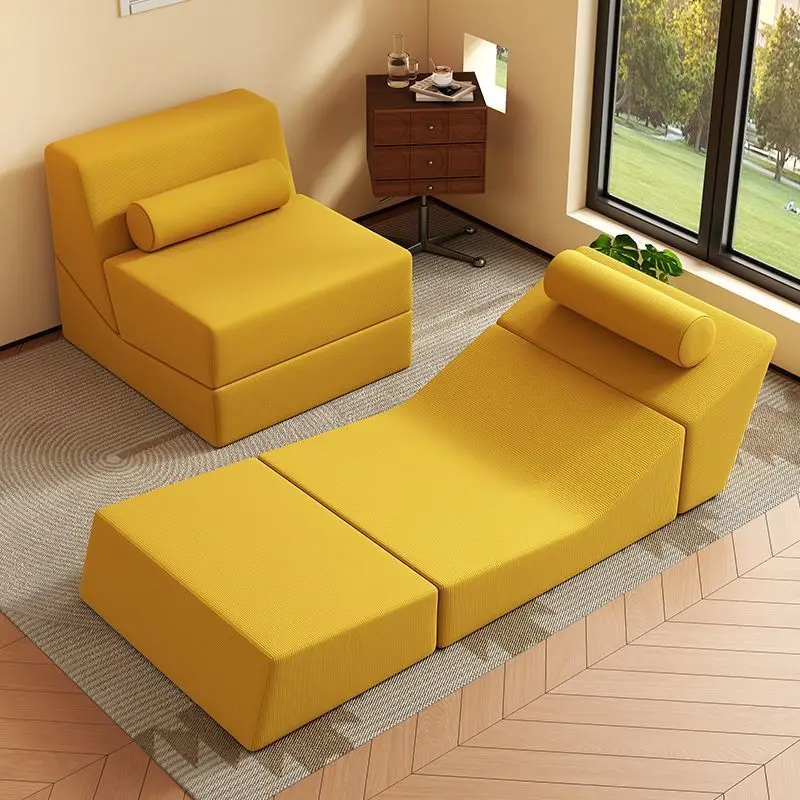 

Compressible fabric lazy sofa reclining tatami living room bedroom balcony folding single small sofa chair