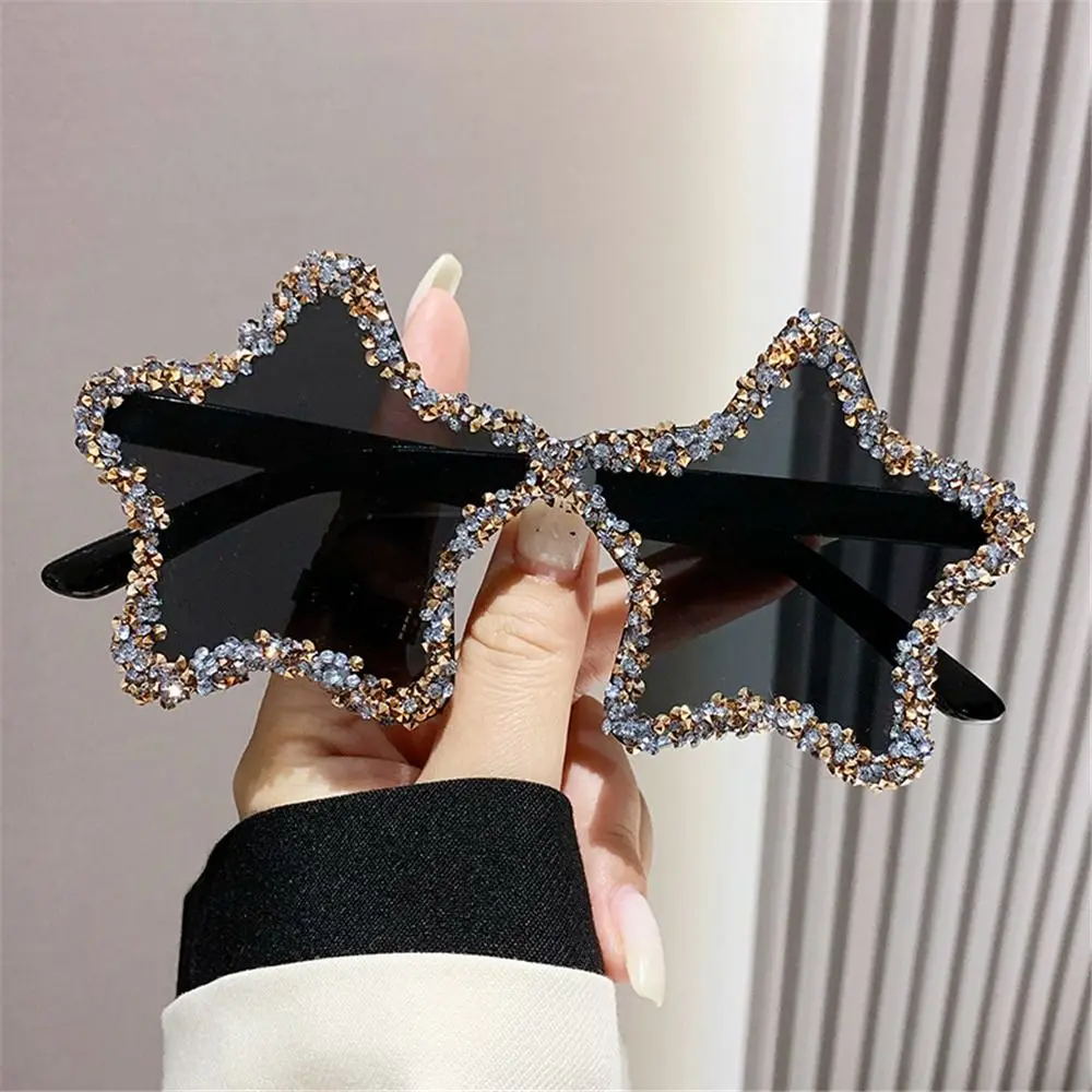 Trendy Pentagon Star Shaped Sunglasses UV400 Protection Colorful Shades Rhinestone Pentagon Sun Glasses Party Favors