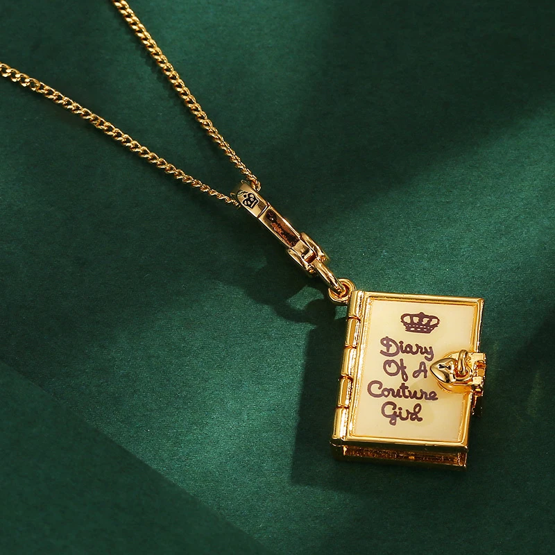 1 قطعة المينا الملونة الصقيل ماجيك كتاب قلادة ، إلكتروني طباعة سترة تصميم مذكرات كتاب المفاتيح ، فتاة حقيبة قلادة ديكور قلادة