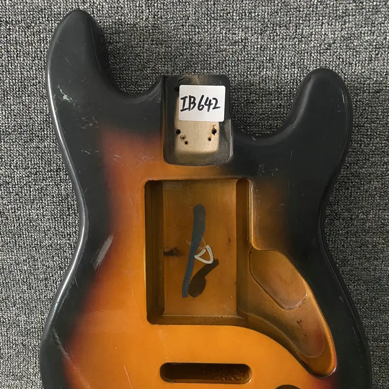 IB642 Strato Electric Guitar Sunburst Color Solid Basswood Semi Finishing ST Guitar Body Damages for Replace Personal DIY