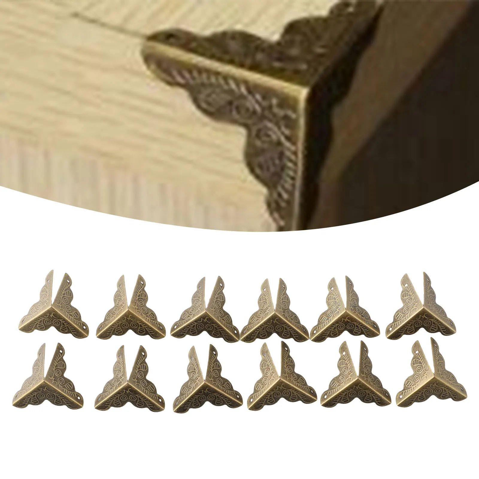 Protector Case Box Corners Brackets Decorative Accessories Decor Edge Metal Triangle 12pcs Furniture Practical