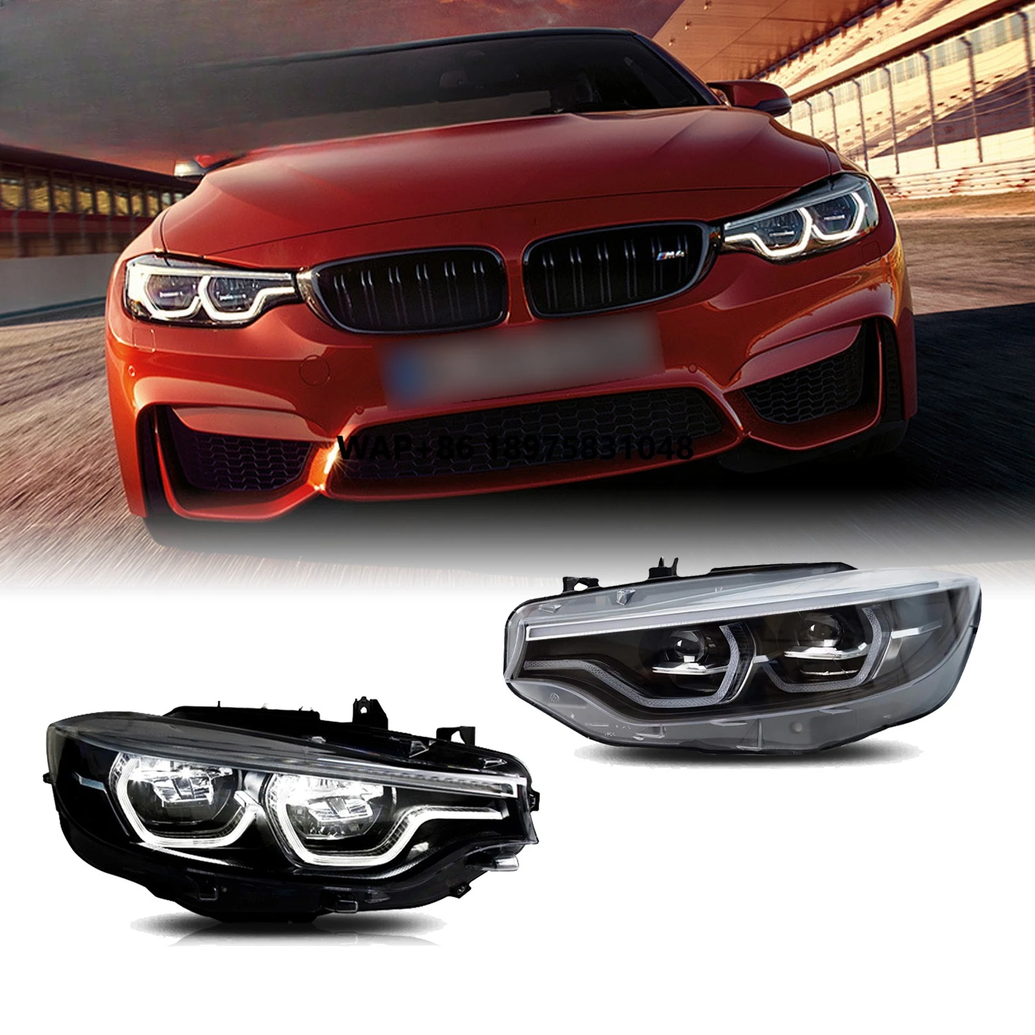HCMOTIONZ Full LED Headlights Assembly Car Front DRL 4 Series 2013-2016 for M4 (F32 F36 F82) 6000k Color Temperature