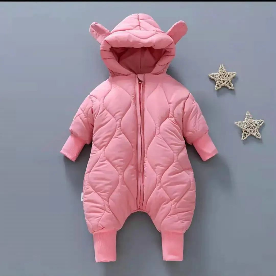 Infant Baby Jumpsuit Cotton-Padded Clothes Boys Girls Winter Padded Cotton Out Romper  Children Fashion Hooded Pajamas