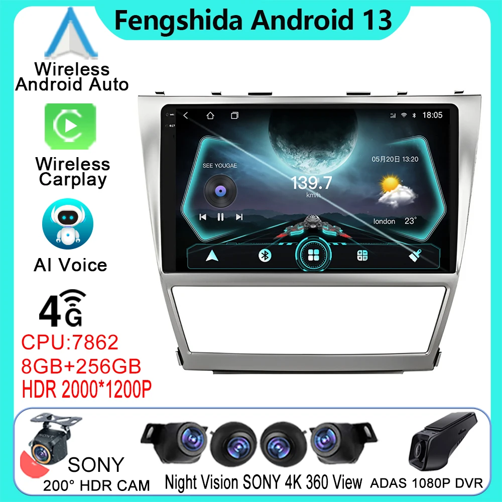 

Android 13 For Toyota Camry 6 40 50 2006-2011 Car Radio Multimedia Video Player Head Unit GPS Navigation 5G WIFI TB No 2din DVD
