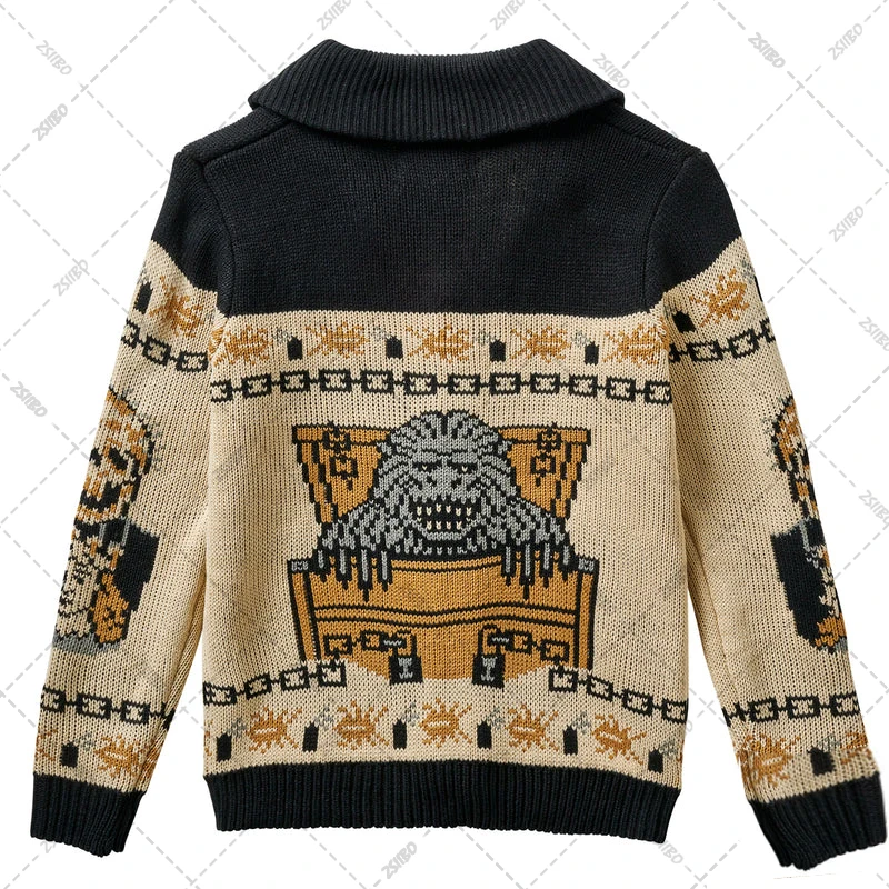 BIG PROMOTION Hip-hop Street Knitted Sweater Male Gothic y2k Portrait Printed Pullover Fall/Winter Harajuku Sweater