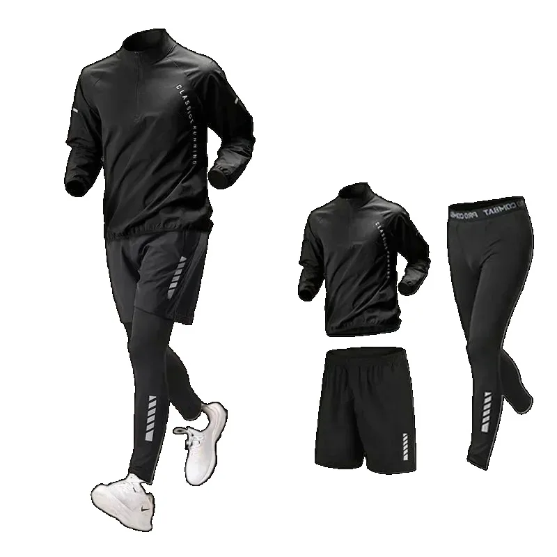 New Men's Running Sports Suit Spring and Summer Quick Dry Fitness Wear Morning Training Running & Cycling Clothes