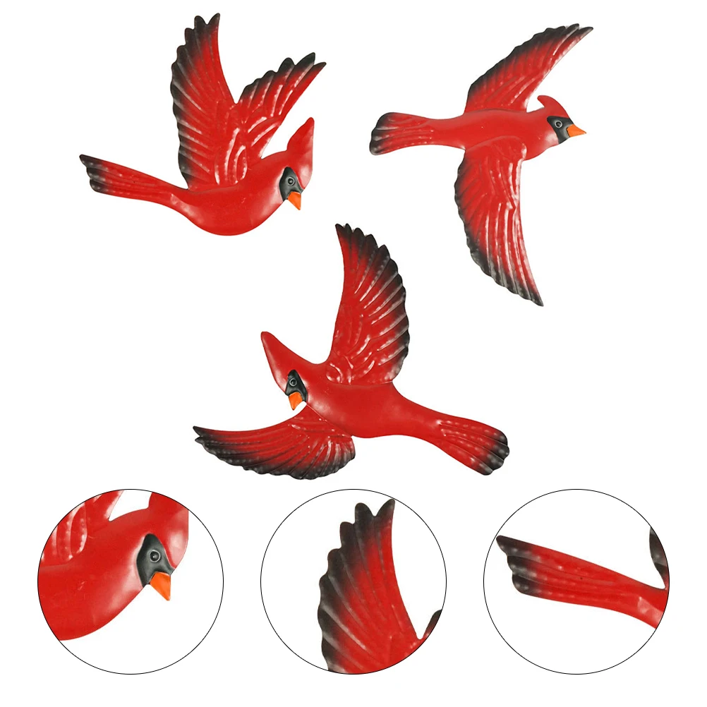 

3 pcs Metal Birds Hanging Bright Color Unique Shape Garden Living Room Decoration Bird Wall Art Outdoor Wall Hangings