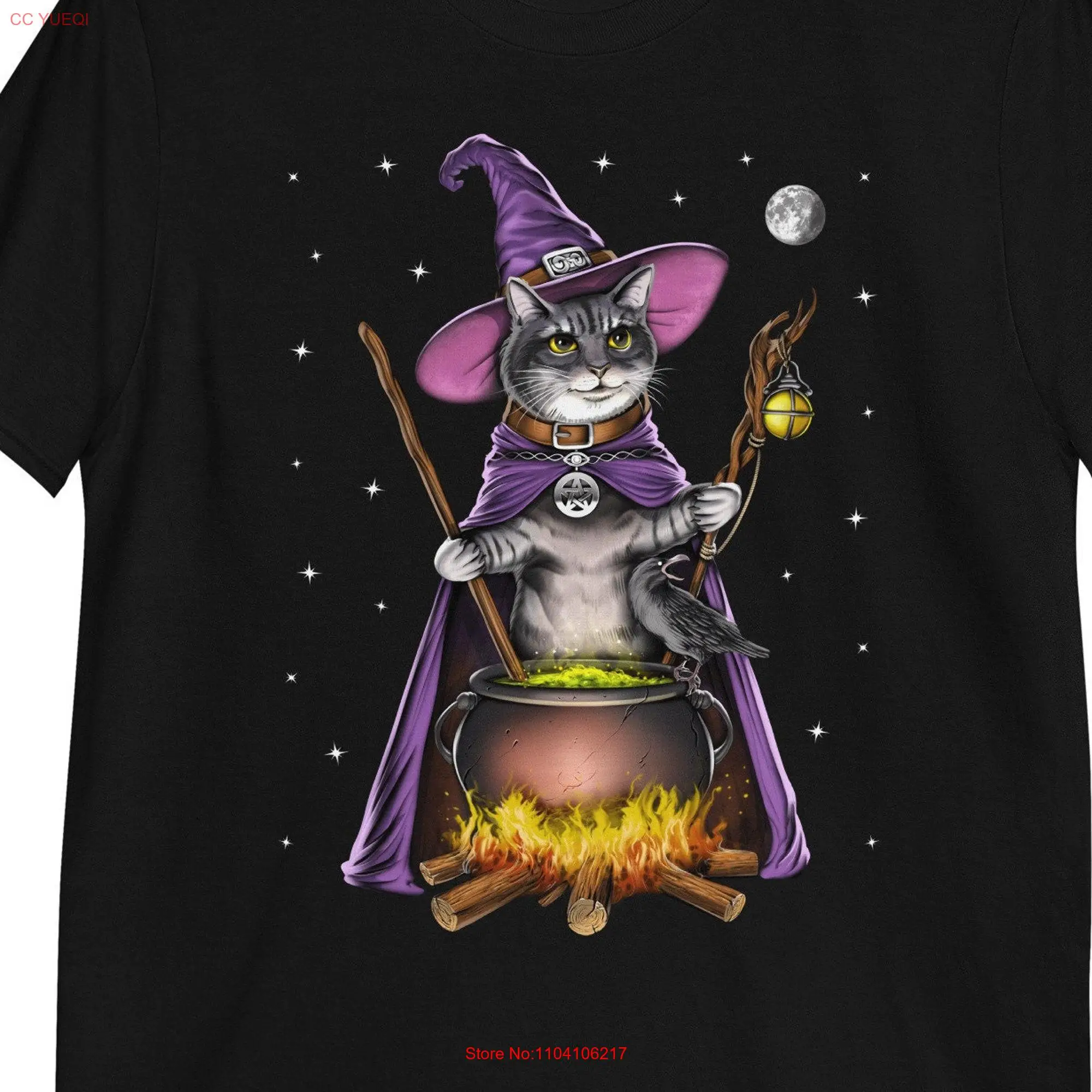 Cat Witch T Shirt Witchcraft Spooky Wiccan Halloween Occult Clothing Mystical Clothes Witchcore Outfit