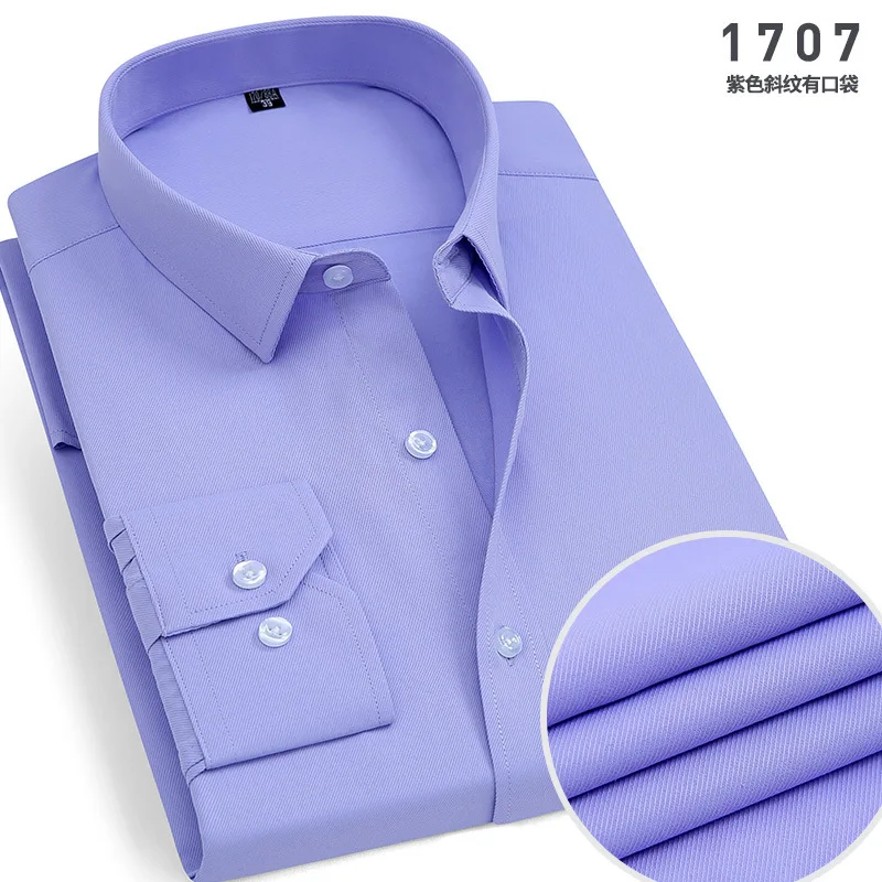 Herfst Nieuwe Mannen Gestreept Overhemd Effen Kleur Casual Lange Mouw Slim Fit Koreaanse Editie Zakelijke Formele Laydown Shirt
