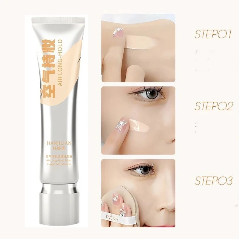 Hanjilian Air Long Hold Foundation Setting Make-Up Langdurige Niet-Make-Up Verwijdering Natuurlijke Concealer Perfecte Basis Make-Up Cosmetica