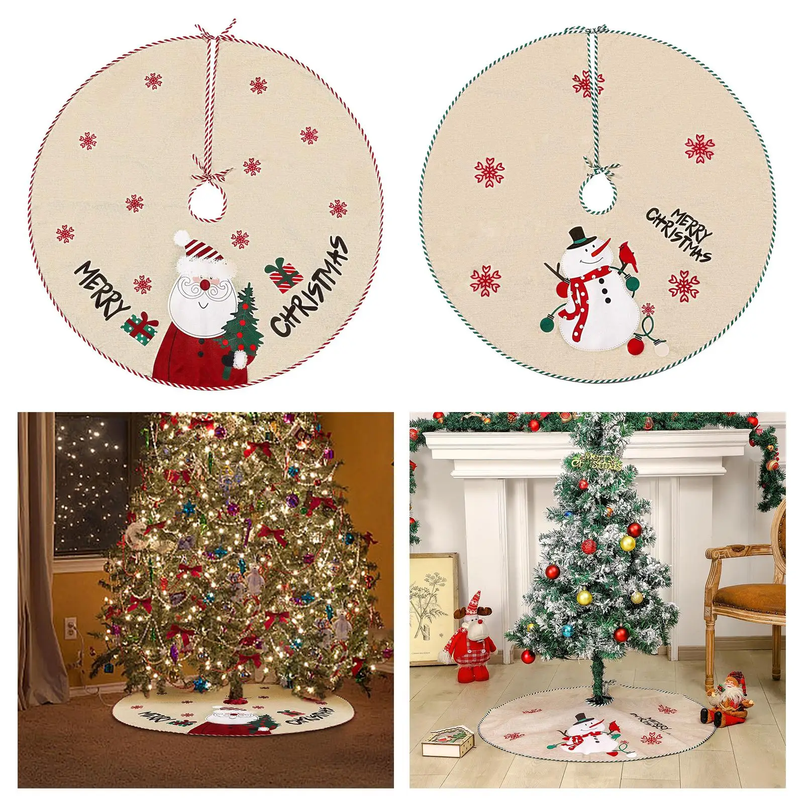 

Юбка для рождественской елки Коврик для рождественской елки Имитация льна 39-дюймовая рождественская елка