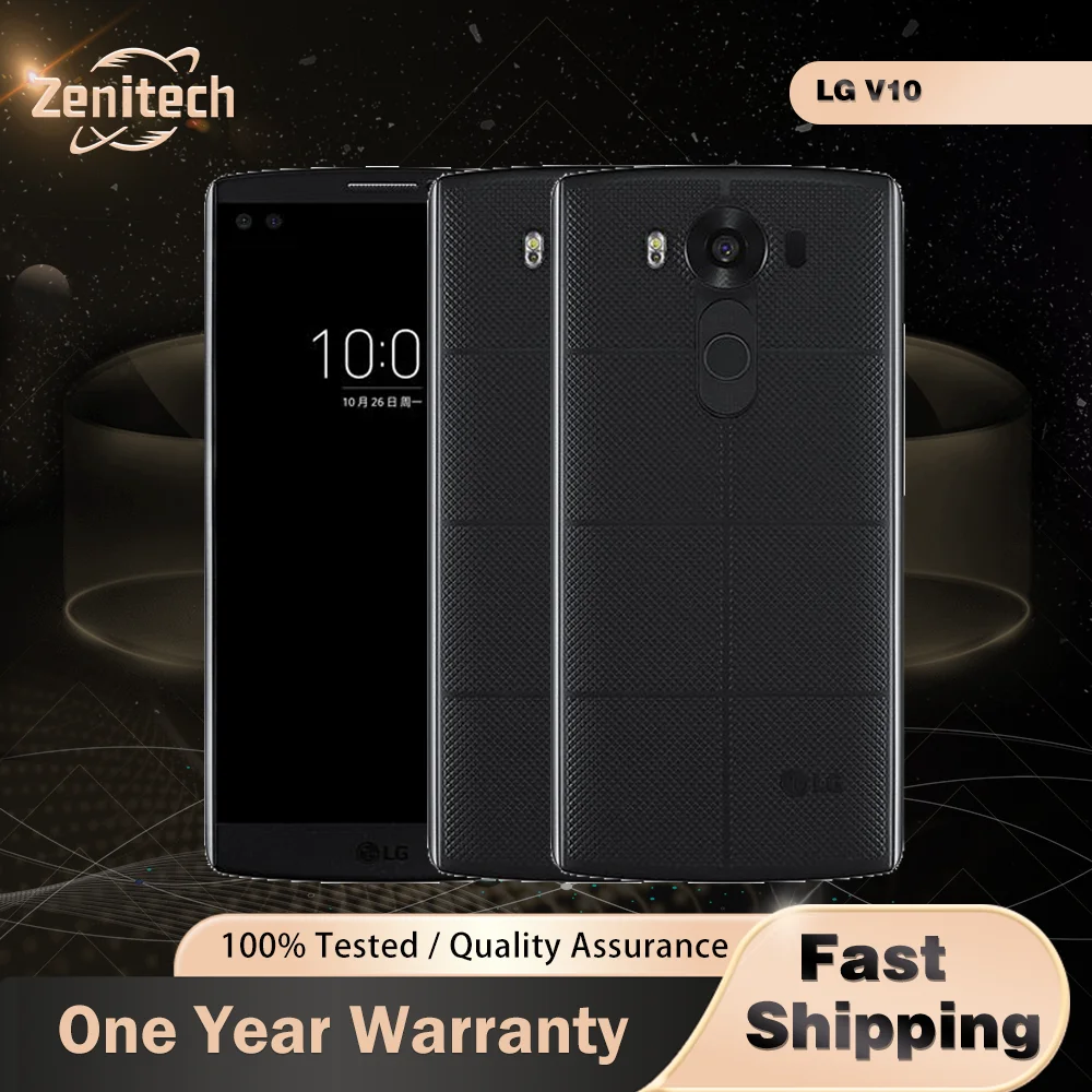 Tlphone portable d'origine LG V10 H900 F600 H961N 4G LTE 4GB + 64GB 5.7 ''cran LCD IPS 16MP + 5MP 4K @ 30fps smartphone Android hexa-core