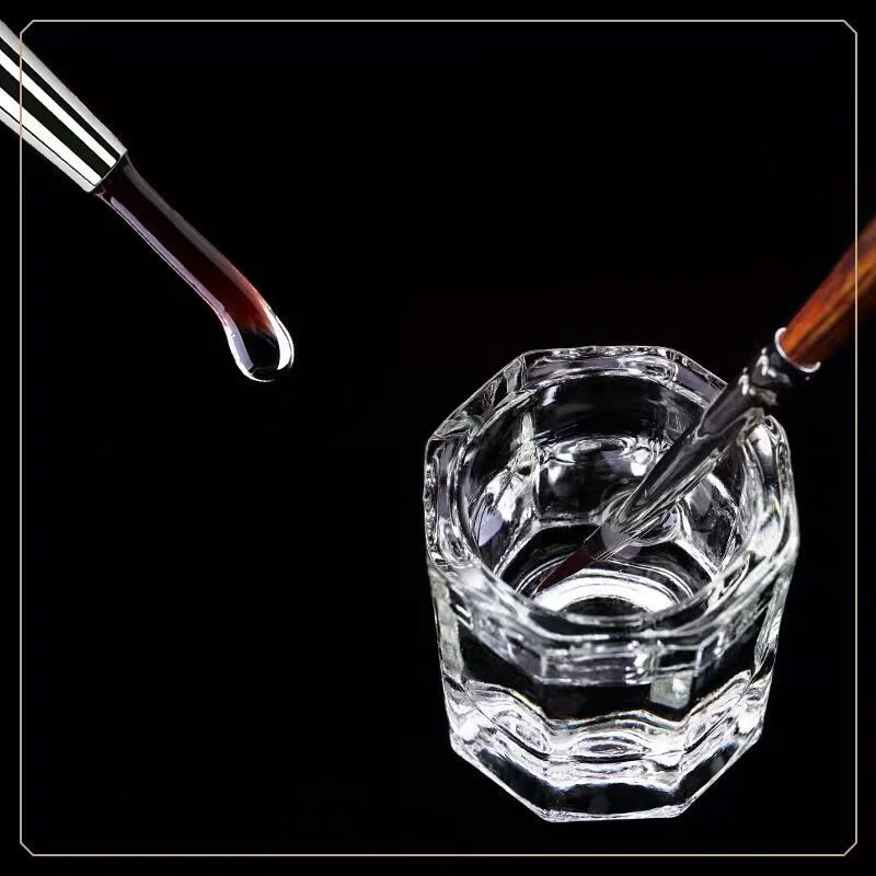 1 szt. Manicure małe ośmiokątne kryształowe kubki bez pokrywek Mini akrylowy kubek na paznokcie specjalny kubek na płyn do robienia kryształowych paznokci