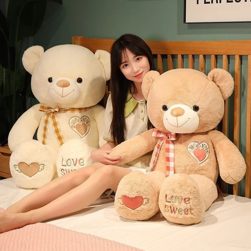 

80cm/100cm Kawaii Teddy Bear With Love Sweater Stuffed Animal Toy Plush Doll Soft Hug Bear Pillow Lover Xmas Gift For Children