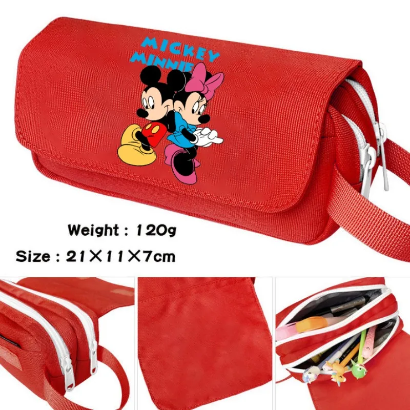 Disney Anime Zippered Pencil Case Mickey Mouse Anime Portable Clutch Mobile Phone Cosmetic Storage Bag Kawaii Boy Girl Xmas Gift