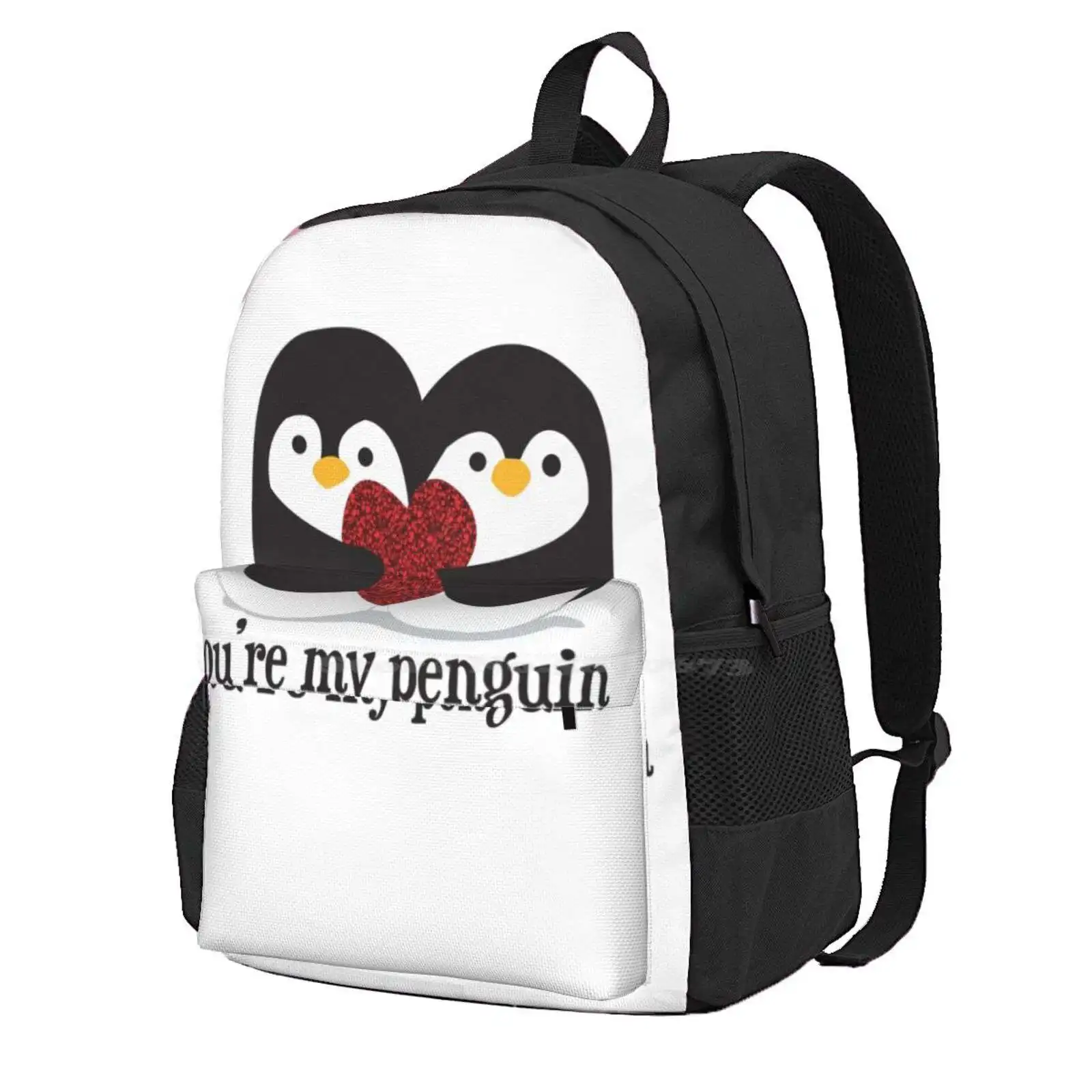 

You'Re My Penguin Hot Sale Schoolbag Backpack Fashion Bags Youre My Penguin Penguins Penguin Love Love Quote Meant To Be Red