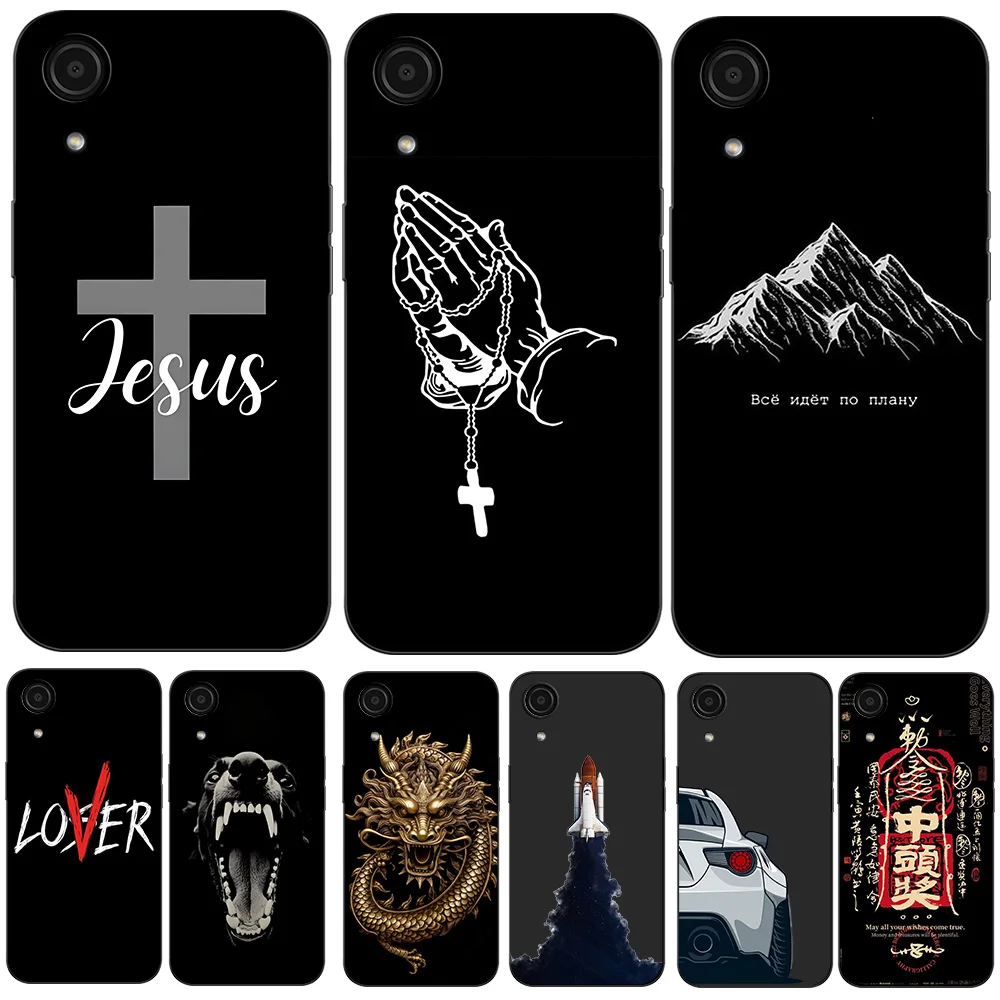 For Samsung Galaxy A03 Core Case SM-A032F A032F A03Core Phone Back Cover Silicone Soft black tpu case simple jesus cross