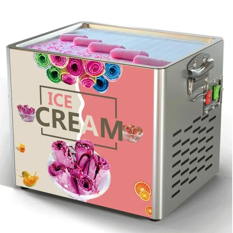 110V/220V New Square Pan Fried Ice Cream Rolls Machine househo Big Pan Fried Yogurt Making Machine Roll Fried Ice Cream Maker