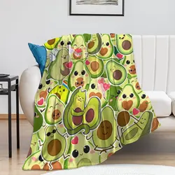 Cute Avocado Blanket Cartoon Throw Blanket for Kids, Girls, Boys Green Soft Plush Fruit Pattern Blankets for Home Outdoor Travel