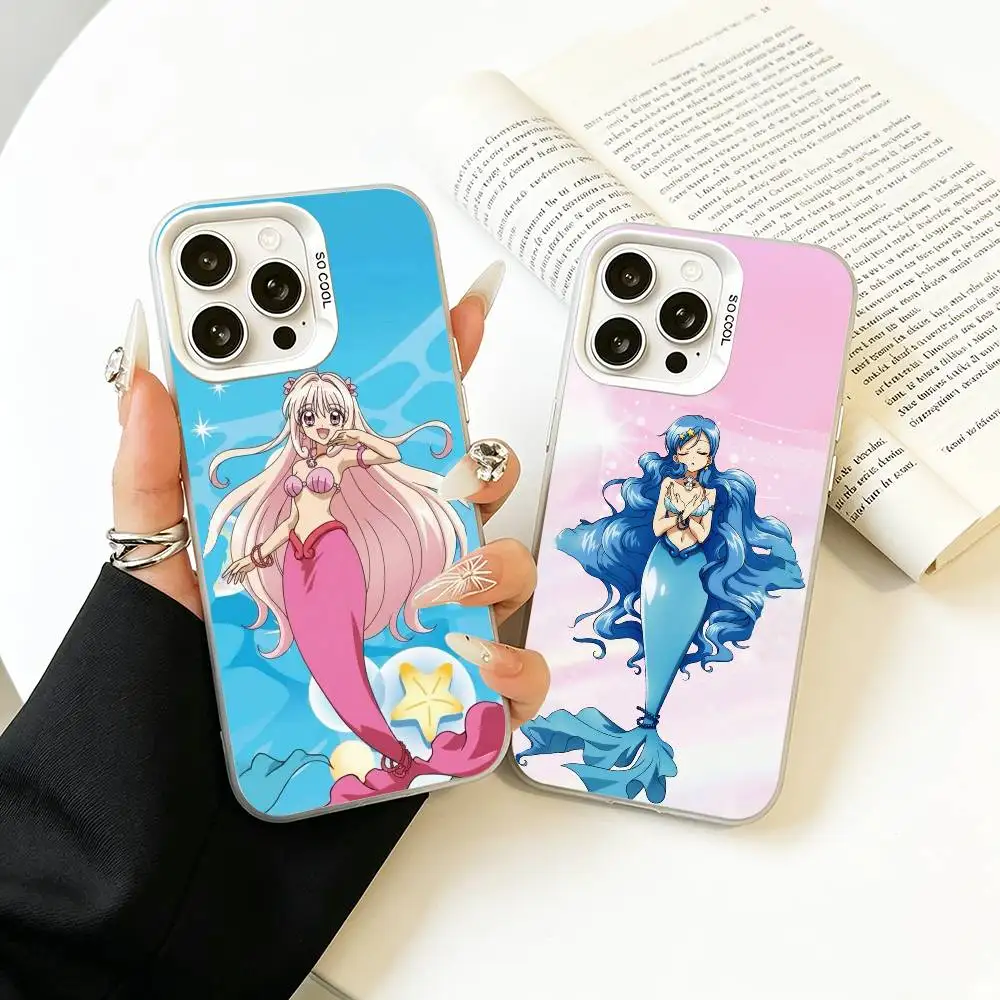 Funda para Teléfono Mermaid Melody Pichi Pichi -Pitch para iPhone 11 12 13 14 15 16 17 Pro Max Plus, Blanca y Plateada