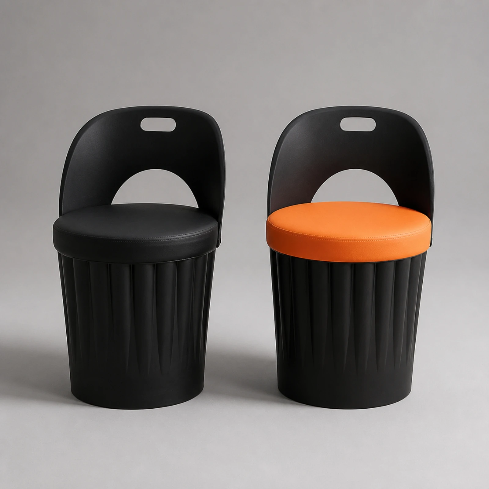 Plastic Storage Chair with Hinged Seat Space-Saving Cylindrical Storage Chair with Backrest Plastic Stool Modern Comfortable