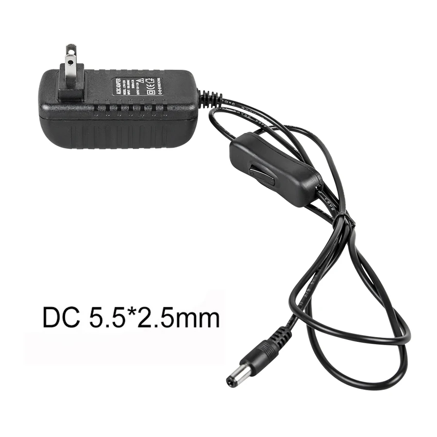 Zasilacz 12V 1A 2A 3A z włącznikiem ue/US ładowarka AC100-240V do sterownik transformatora taśma oświetleniowa LED DC12V