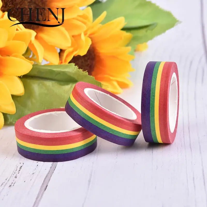10m/Roll Rainbow Color Sticky Tape Photo Album Scrapbooking Decor Adhesive