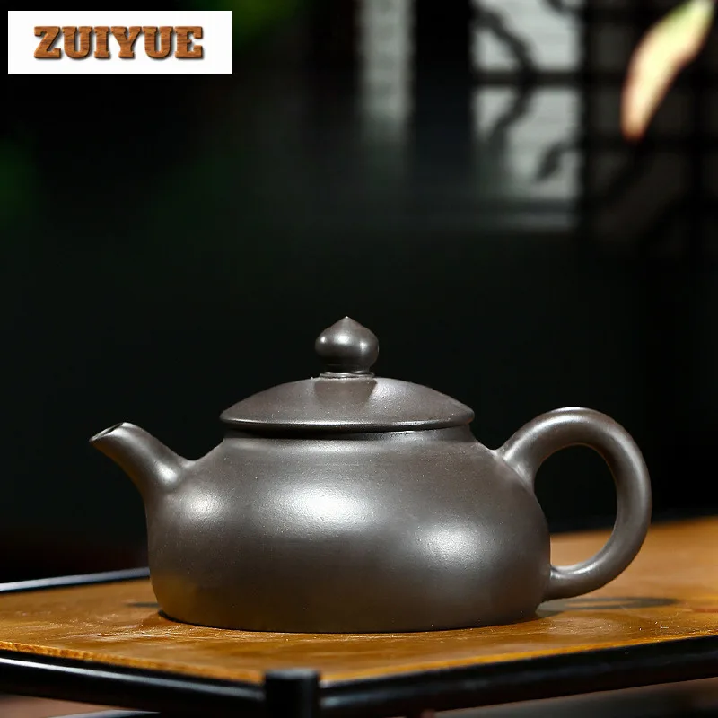 

190ml Exquisite Yixing Purple Clay Teapots Handmade Bian Pot Raw Ore Black Zhu Mud Tea Maker Kettle Zisha Tea Set Drinkware Gift