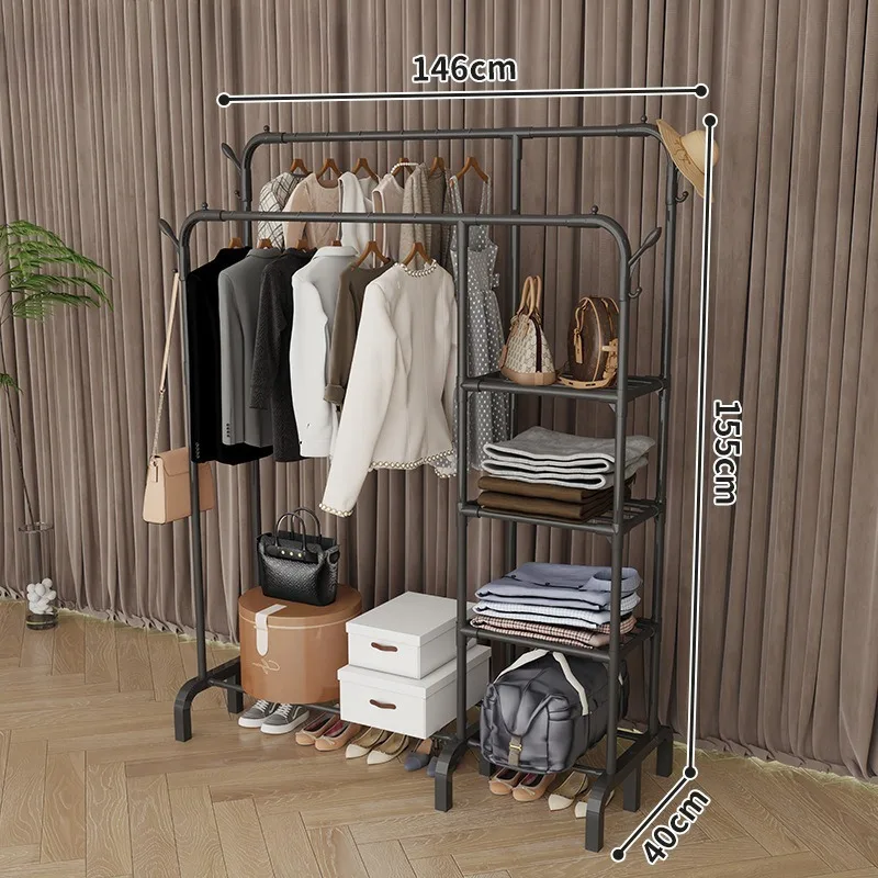 Schlafzimmer-Bodenständer, neuer Kleiderständer für Mietwohnungen, einfache Balkon-Aufbewahrung für Kleidung