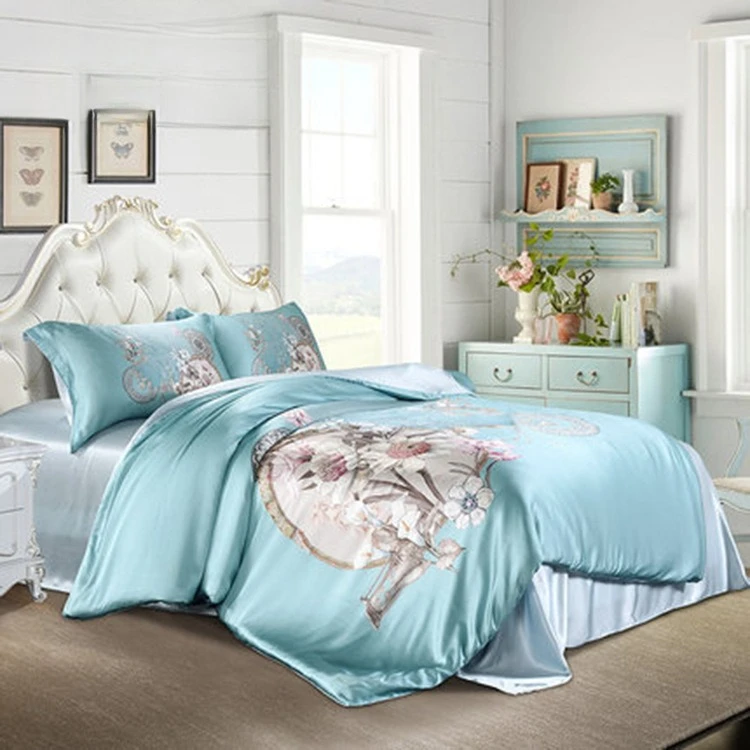 16 mmi four-piece set of 100% mulberry silk digital inkjet printing silk silk bedding light luxury