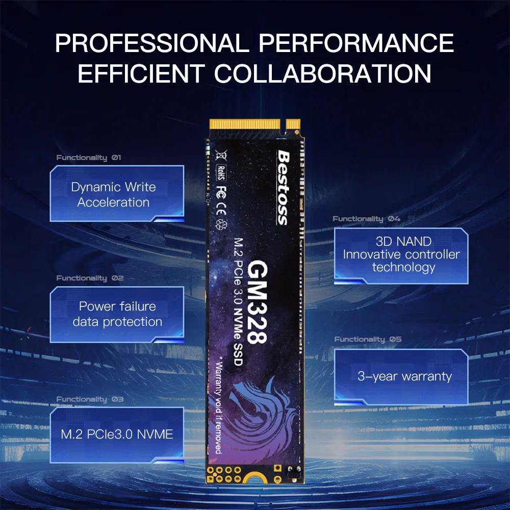 Bestoss SSD M2 NVMe PCIe 3.0 128GB 512GB 256GB 1TB 2TB SSD M.2 2280 قرص القرص الصلب محرك الأقراص الصلبة الداخلي #4