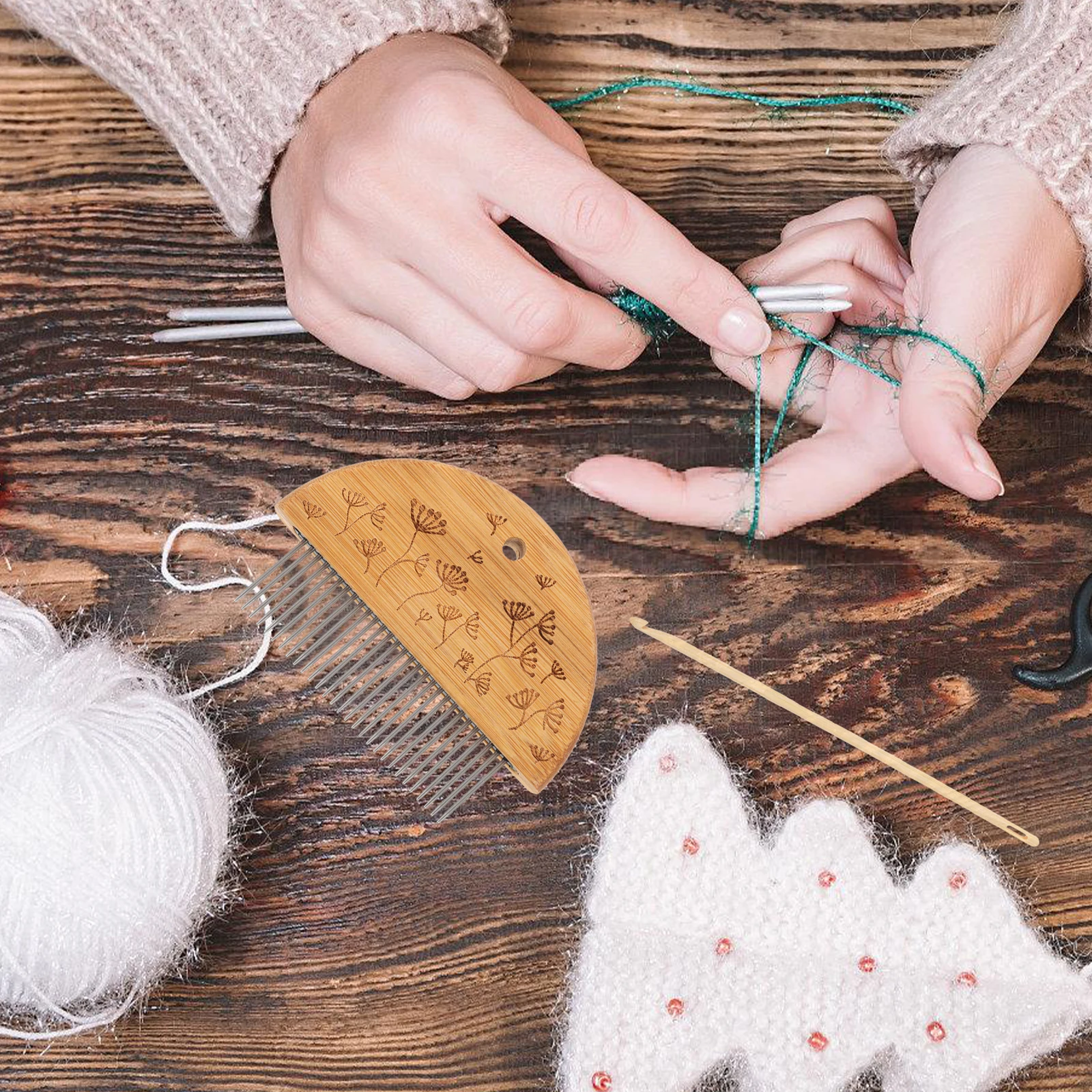 

1 комплект, 1 комплект, набор инструментов для плетения, бамбуковая стальная расческа, игла, крючок для гобелена, свитер, шляпа, принадлежности для рукоделия своими руками