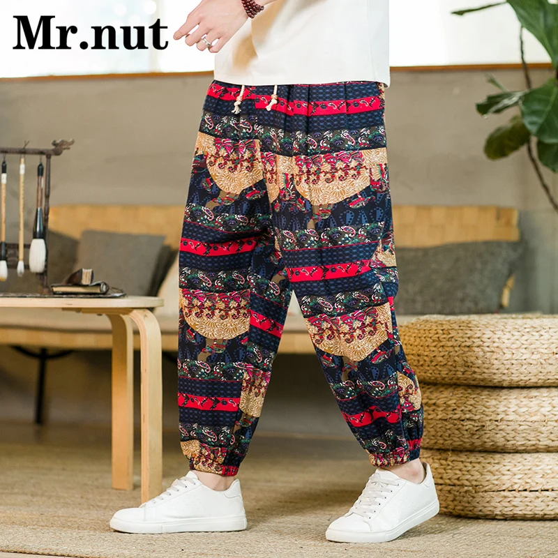 

Cotton Linen Slacks Sweatpants Jogger Harem Pants Men's Clothing Unisex Harajuku Trousers Fashion Casual Baggy Wide Pants Hiphop