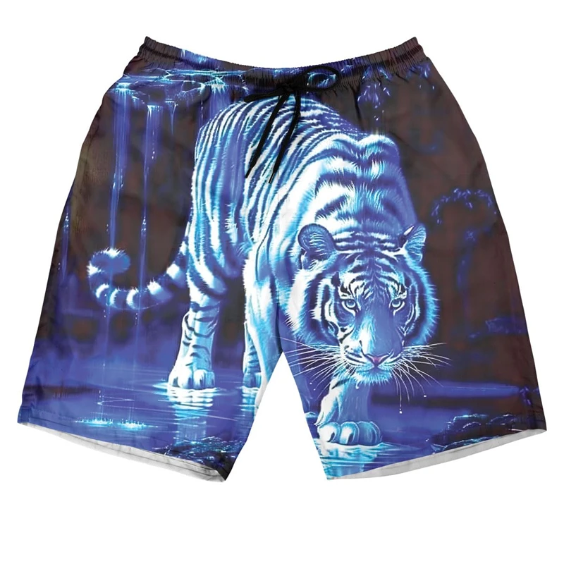 Cute Tiger Graphic Board Shorts Funny Little Tigers Face Short Pants For Men Clothes Kawaii Animal Beach Shorts Male Streetwear