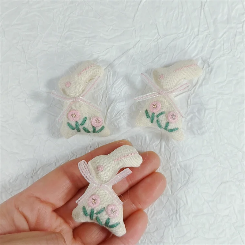 Fermagli per capelli con coniglio di peluche Forcine per coniglietto carino 3D per ragazze Tessuto di cotone Abbigliamento per capelli per bambini Accessori fai da te