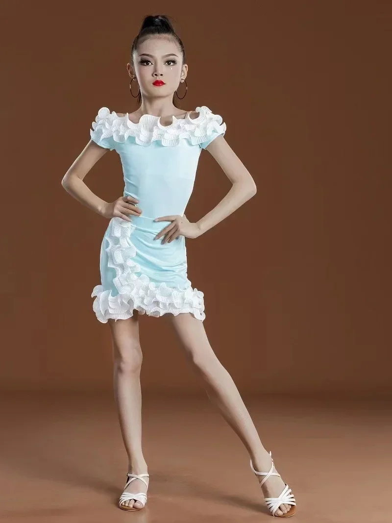 Vestido de dança latina feminino, fantasia de performance dividida infantil, exame de série, nova moda, verão