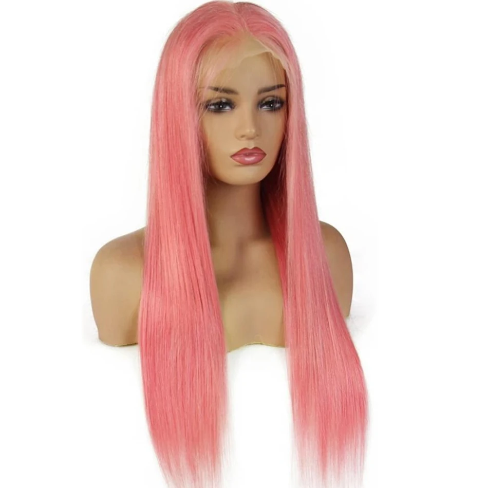 10A Pink Colored Human Hair Wigs 13x6 HD Lace Frontal Human Hair Wigs Tuneful 613 Original Colored Long Straight Lace Front Wigs